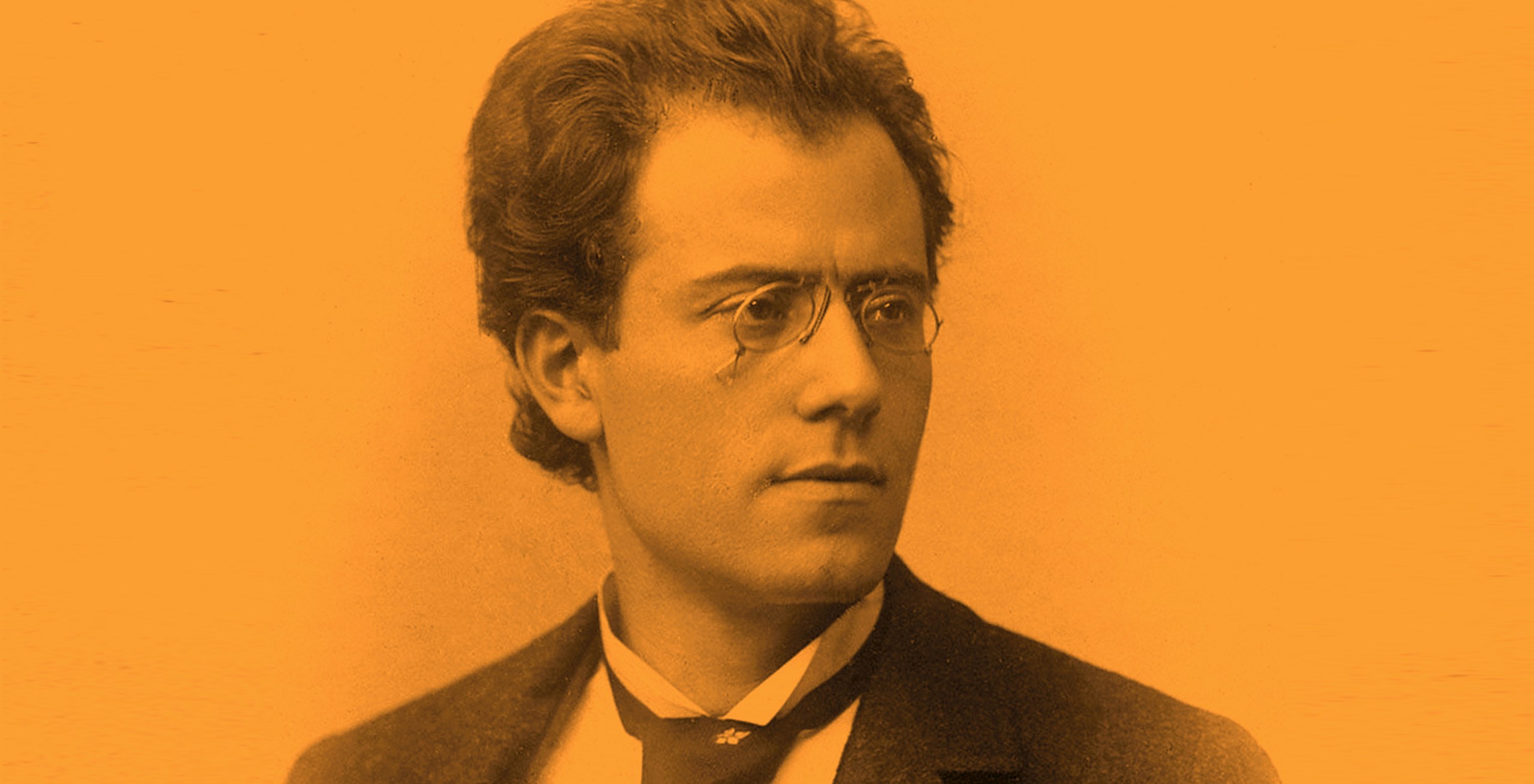 Affischbild på Mahlerkonsert. Bild på Gustav Mahler