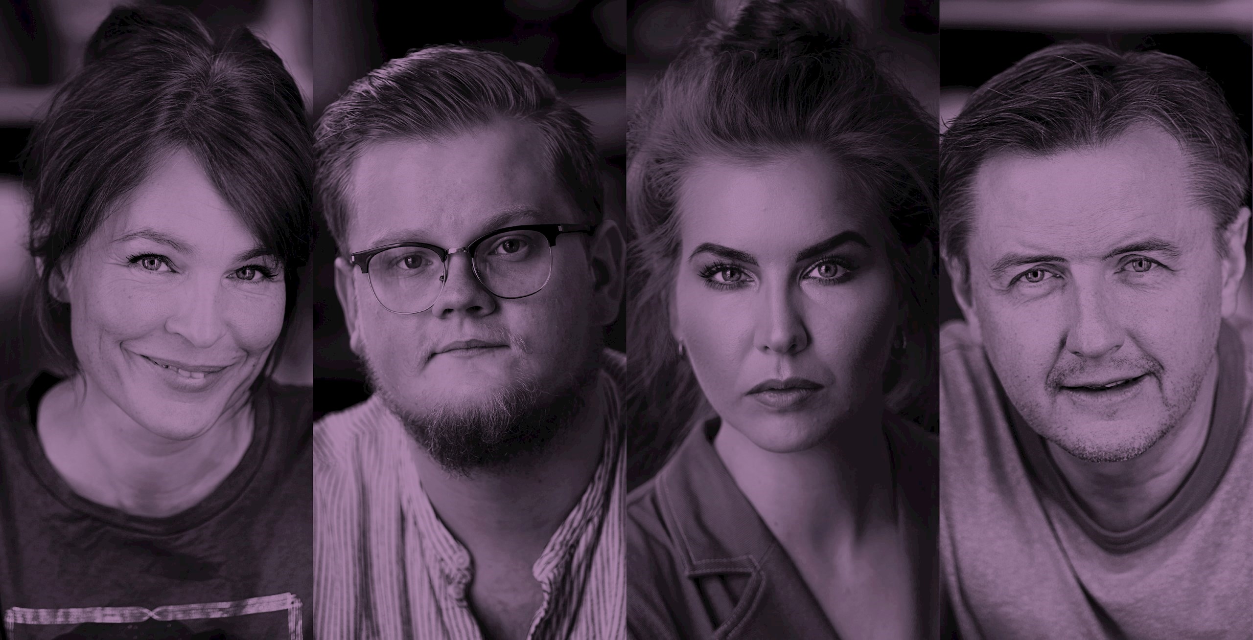 Affischbild för Musikalkonsert. Bild på Cecilie Nerfont Thorgersen, Oskar Roslund, Pia Ternström och Christer Nerfont